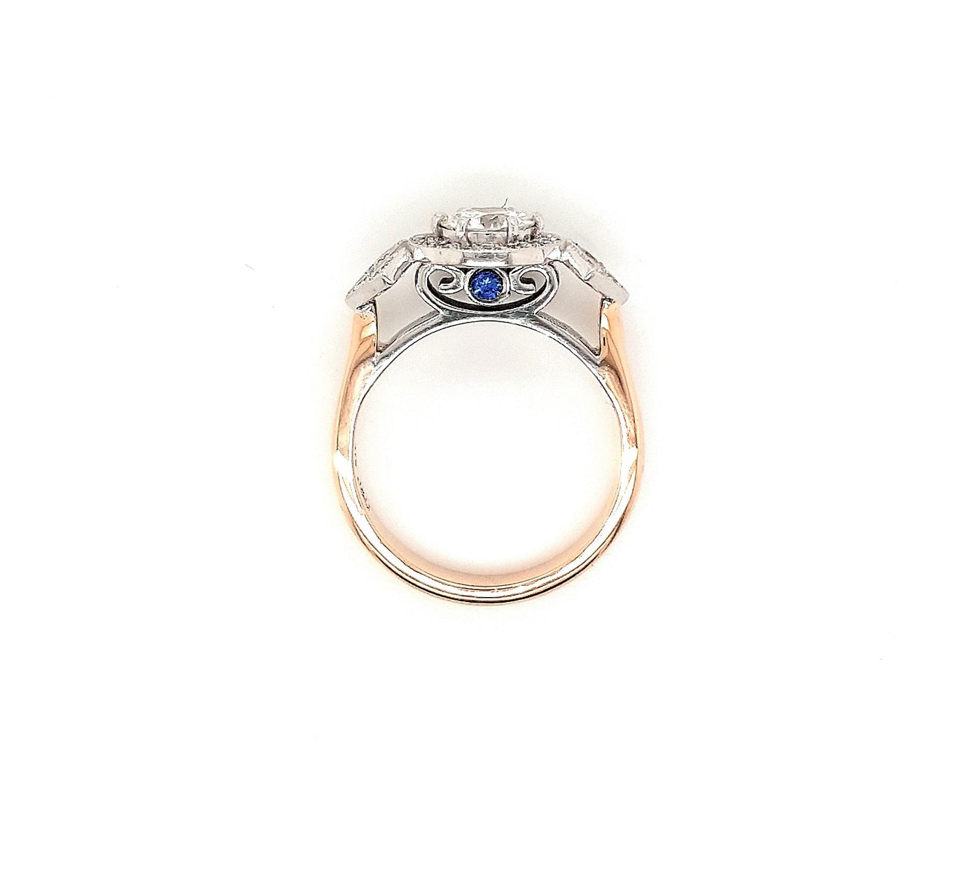 Side View Diamond and Sapphire Ring