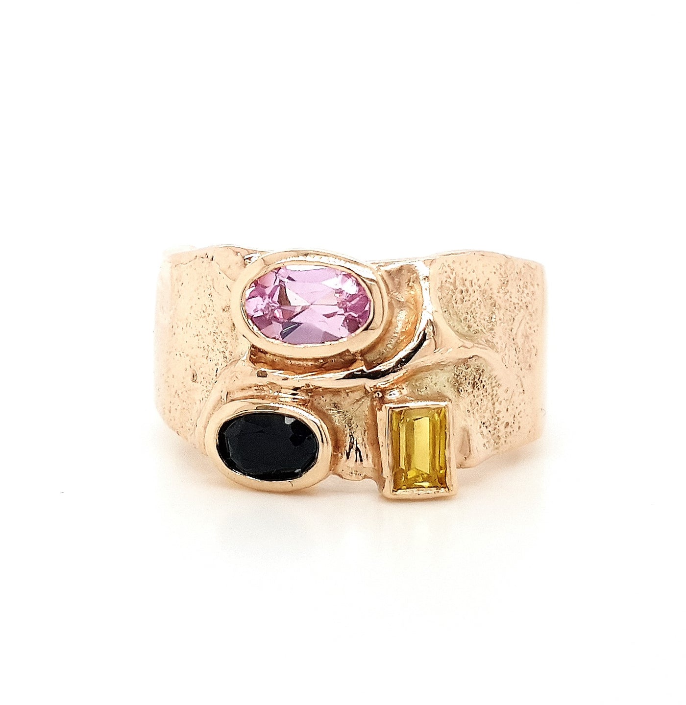 Pink, Yellow and Blue Sapphire ring